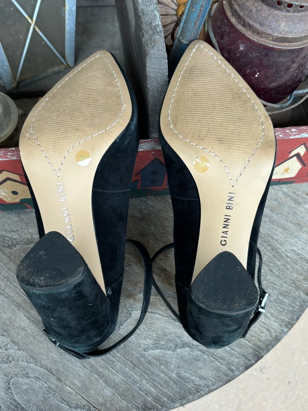 Gianni Bini Black Suede‎ Pointed-Toe Ankle Strap Pumps